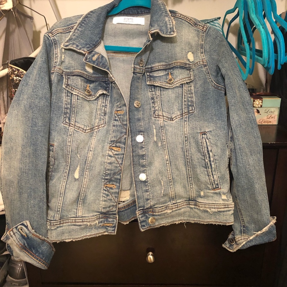 Zara distressed denim jacket